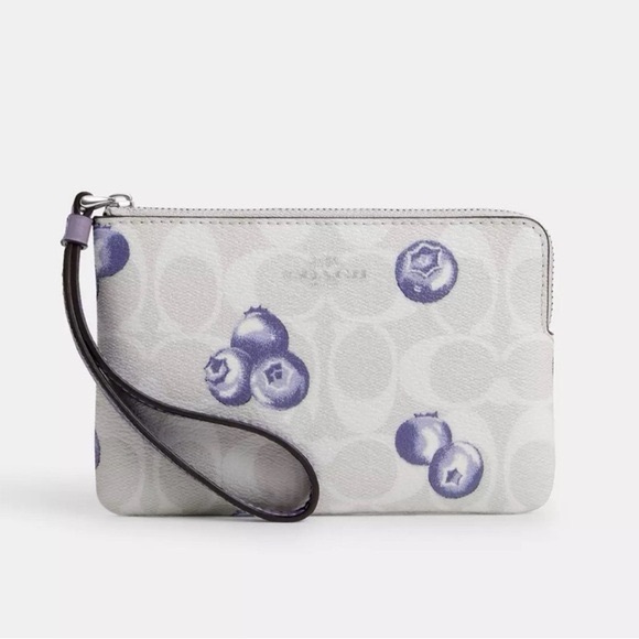 COACH Signature Canvas Blueberry Wristlet - Picture 1 of 9